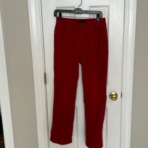 Red corduroy boot cut jeans